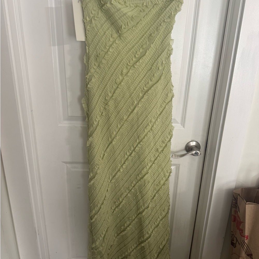 NWT Anthropologie Light Green Ruffle Textured Maxi Dress - Women
